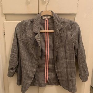 Gray Charlotte Russe Plaid Knit Blazer- Size Small